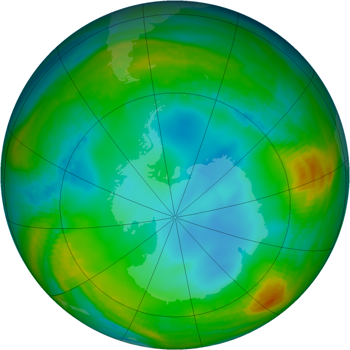 Antarctic ozone map for 05 July 1983